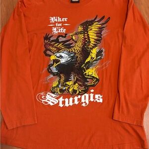 Sturgis Biker For Life Orange Long Sleeve Shirt